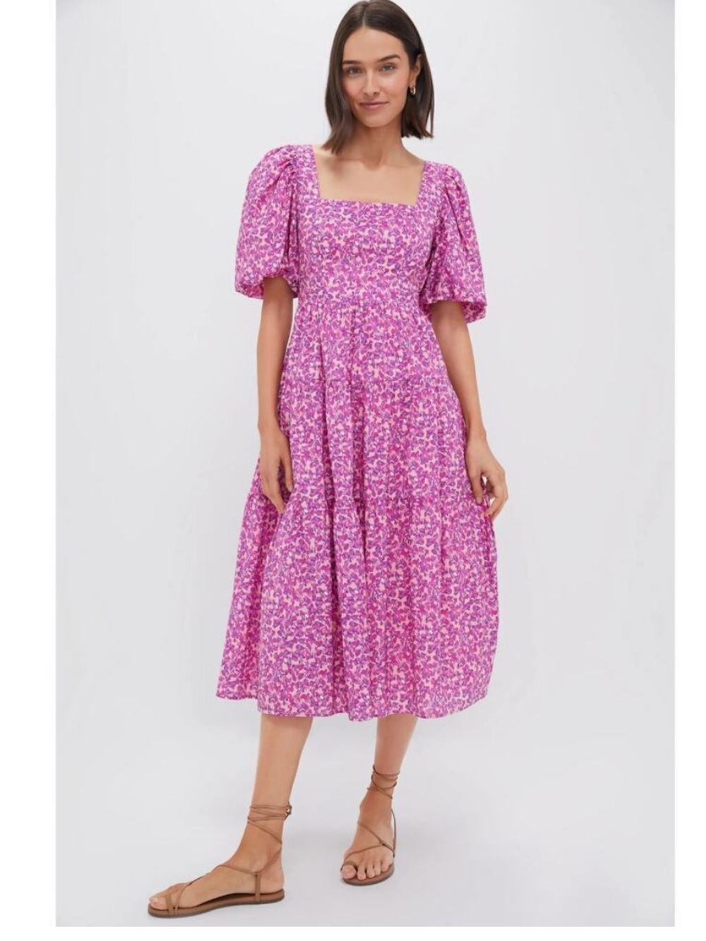 Tuckernuck Hyacinth House Pink Multi Floral Estella Midi Dress Size S NWT